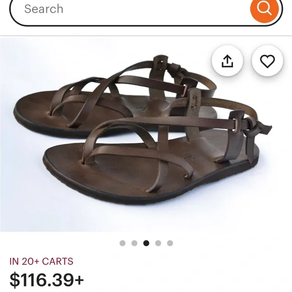 Laboo leather Black Strappy barefoot Sandals - Picture 5 of 6